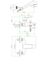 Fiore Kevon Total Black Bathroom Faucet Set with Shower Phone & Spiral & Phone Holder (81NN8141)