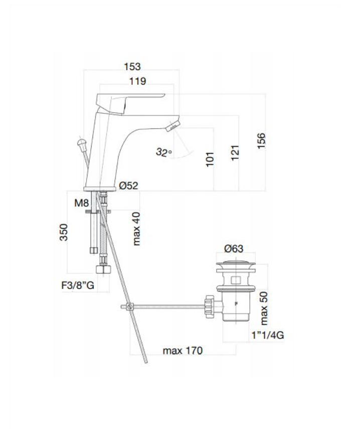 Fiore Kevon Total Black Matt Mixer Tap Tall with Automatic Valve (81NN8123)