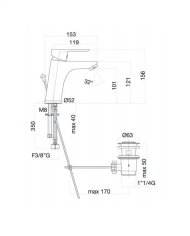 Fiore Kevon Total Black Matt Mixer Tap Tall with Automatic Valve (81NN8123)