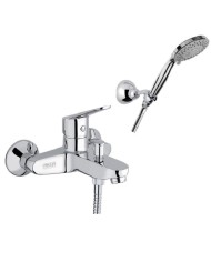 Μπαταρία Λουτρού Σετ Fiore Kyro Chrome με Τηλέφωνο Ντουζ & Σπιράλ & Στήριγμα Τηλεφώνου (86CR8141)