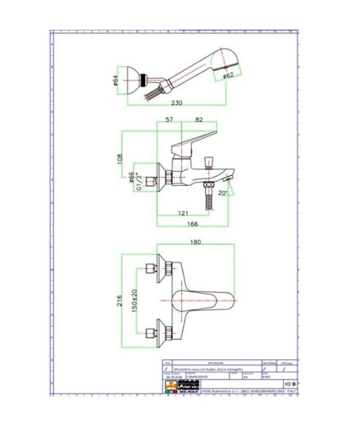 Fiore Kyro Chrome Bathroom Faucet Set with Shower Phone & Spiral & Phone Holder (86CR8151)