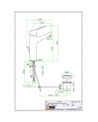 Fiore Kyro Chrome Tall Mixer Basin Faucet with Automatic Valve (86CR8112)