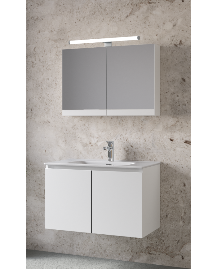 Bathroom Furniture Furnibath Madrid 80A White Base, Washbasin, Mirror-Coverboard (5MD80AWH)