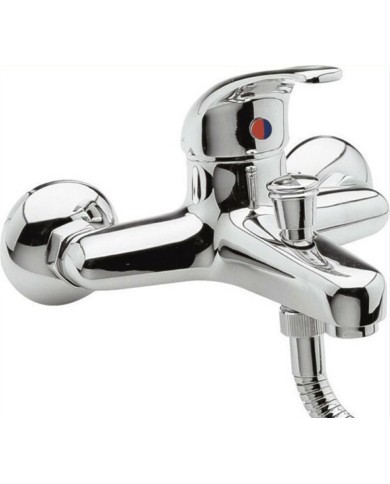 Μπαταρία Λουτρού Iris Chrome Επίτοιχη Σετ Με Τηλέφωνο Ντους, Σπιράλ & Βάση