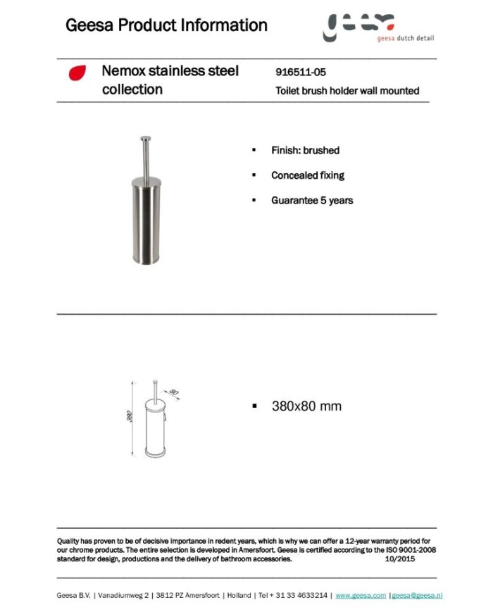 Πιγκάλ Επίτοιχο Geesa Nemox Inox (6511-110)