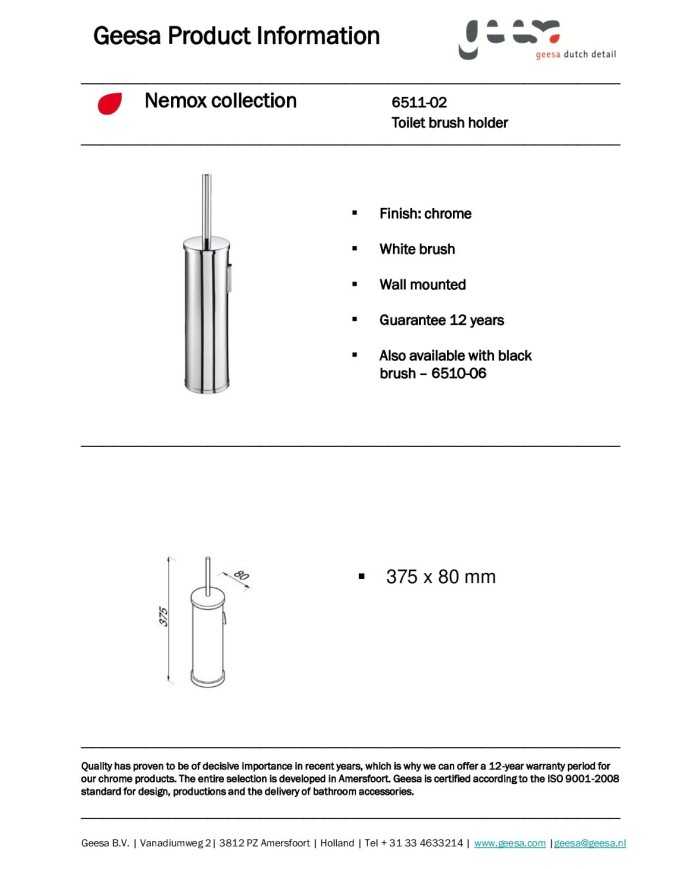 Πιγκάλ Επίτοιχο Geesa Nemox Chrome (6511-100)