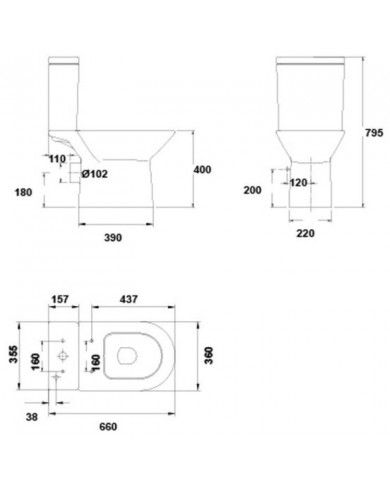 Set Floor Basin Gala Aris Rimless H.P Floor drains & cistern & Cover & mechanism