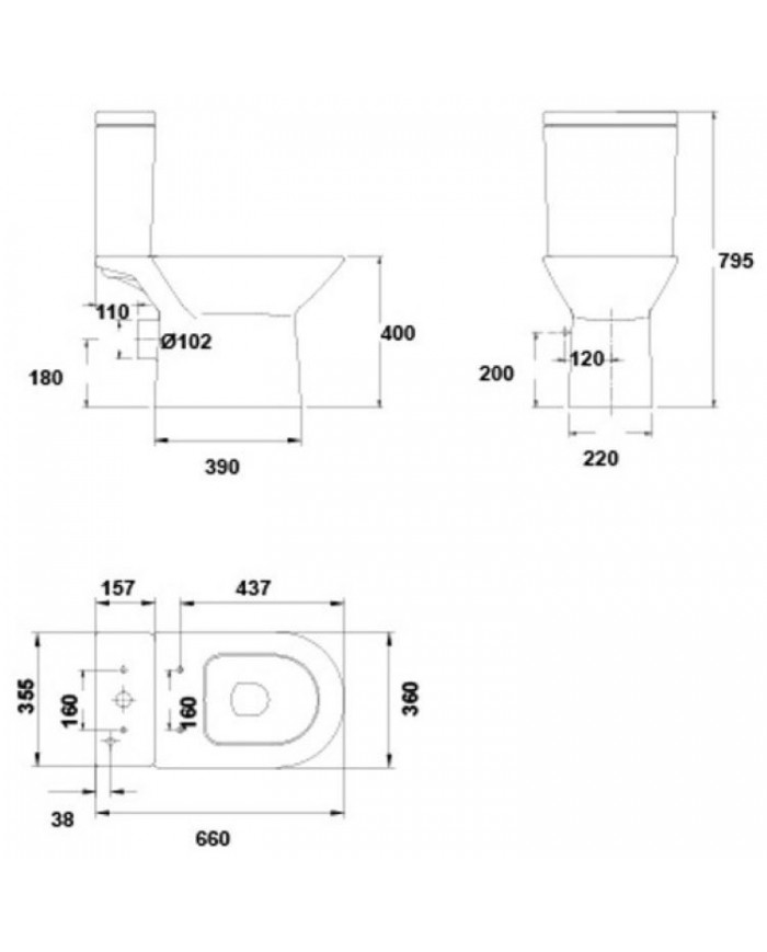 Set Floor Basin Gala Aris Rimless H.P Floor drains & cistern & Cover & mechanism