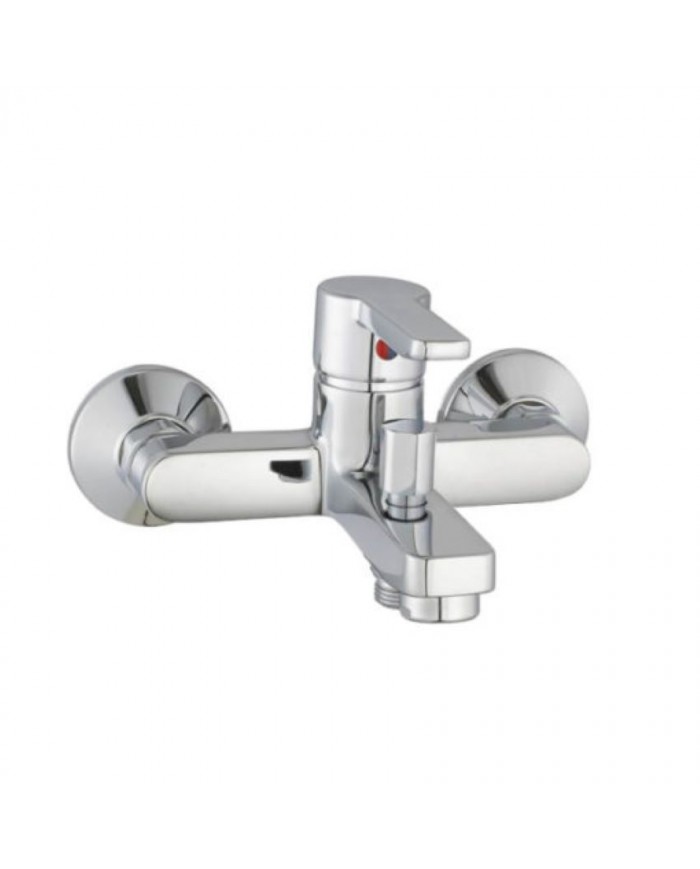 Μπαταρία Λουτρού Faismilani New Blu Chrome Επίτοιχη Σετ Με Τηλέφωνο Ντους, Σπιράλ & Βάση