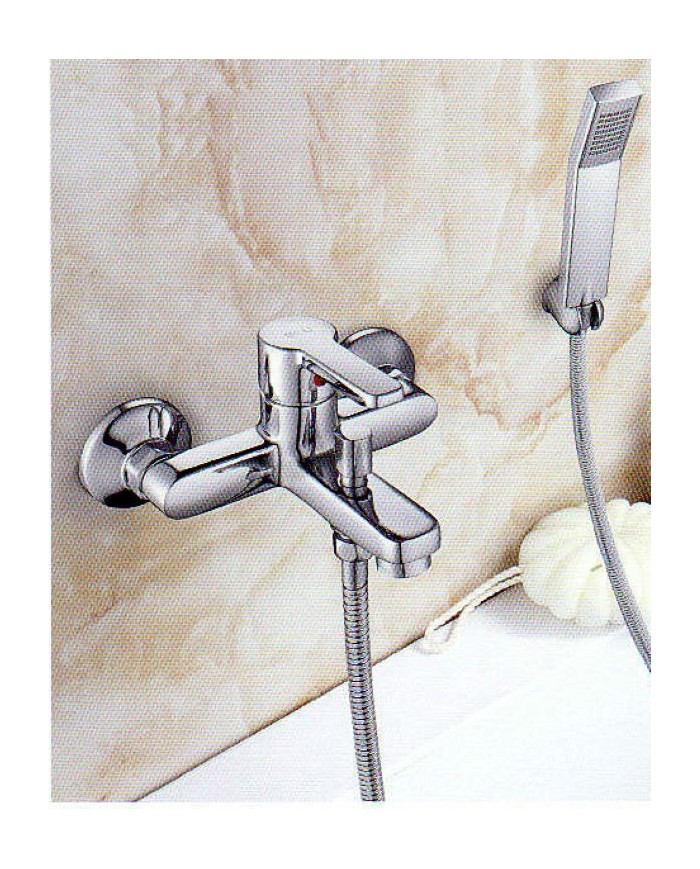 Faismilani New Blu Chrome Bathroom Faucet Wall Mounted Set With Shower Faucet, Spiral & Base