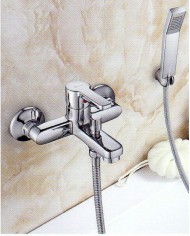 Faismilani New Blu Chrome Bathroom Faucet Wall Mounted Set With Shower Faucet, Spiral & Base