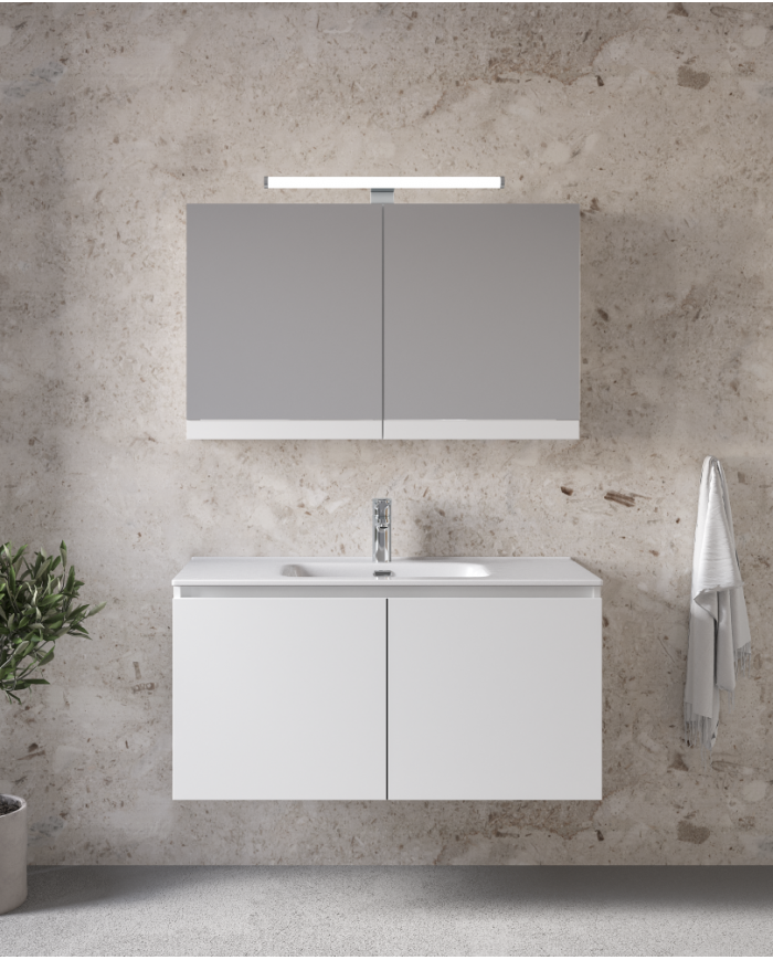Bathroom Furniture Furnibath Madrid 100A White Base, Washbasin, Mirror-Closet (5MD100AWH)