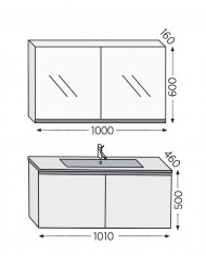 Bathroom Furniture Furnibath Madrid 100A White Base, Washbasin, Mirror-Closet (5MD100AWH)ω