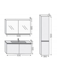 Bathroom Furniture Furnibath Madrid 100A Gray Base, Washbasin, Mirror-Coverboard (5MD100AGR)