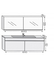 Bathroom Furniture Furnibath Toledo 60A White Base, Washbasin, Mirror-Closet (7TL60AWH)