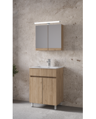 Bathroom Furniture Furnibath Toledo 60A Royal Walnut Base, Washbasin, Mirror-Closet (7TL60AWL)