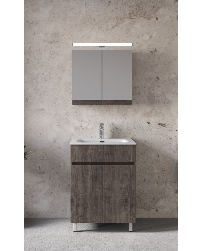 Bathroom Furniture Furnibath Toledo 60A Gray Base, Washbasin, Mirror-Closet (7TL60AGR)
