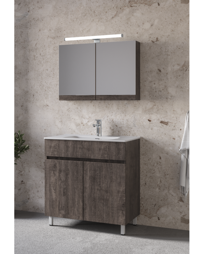 Bathroom Furniture Furnibath Toledo 80A Gray Base, Washbasin, Mirror-Closet (7TL80AGR)
