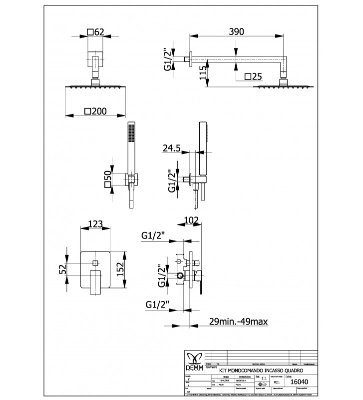 Demm New Loba Wall Mounting System Black Matte (16040N)