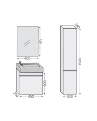 Bathroom Furniture Furnibath Valencia 45 Royal Gray Base, Washbasin, Mirror (6VL45CGR)