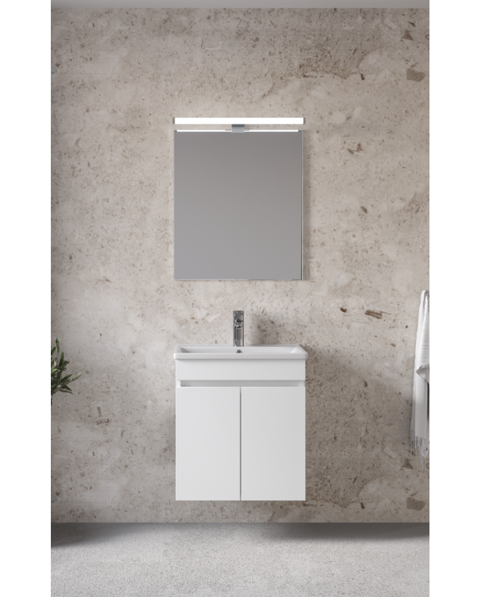 Bathroom Furniture Furnibath Valencia 55 Royal White Base, Washbasin, Mirror (6VL55CWH)