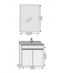 Bathroom Furniture Furnibath Valencia 55 Royal White Base, Washbasin, Mirror (6VL55CWH)