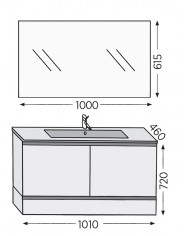 Bathroom Furniture Furnibath Malaga 100A Royal White Base, Washbasin, Mirror-Closet (72ML100CWH)