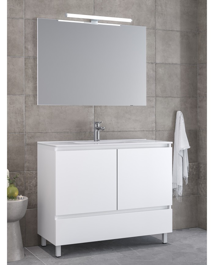 Bathroom Furniture Furnibath Malaga 100A Royal White Base, Washbasin, Mirror-Closet (72ML100CWH)