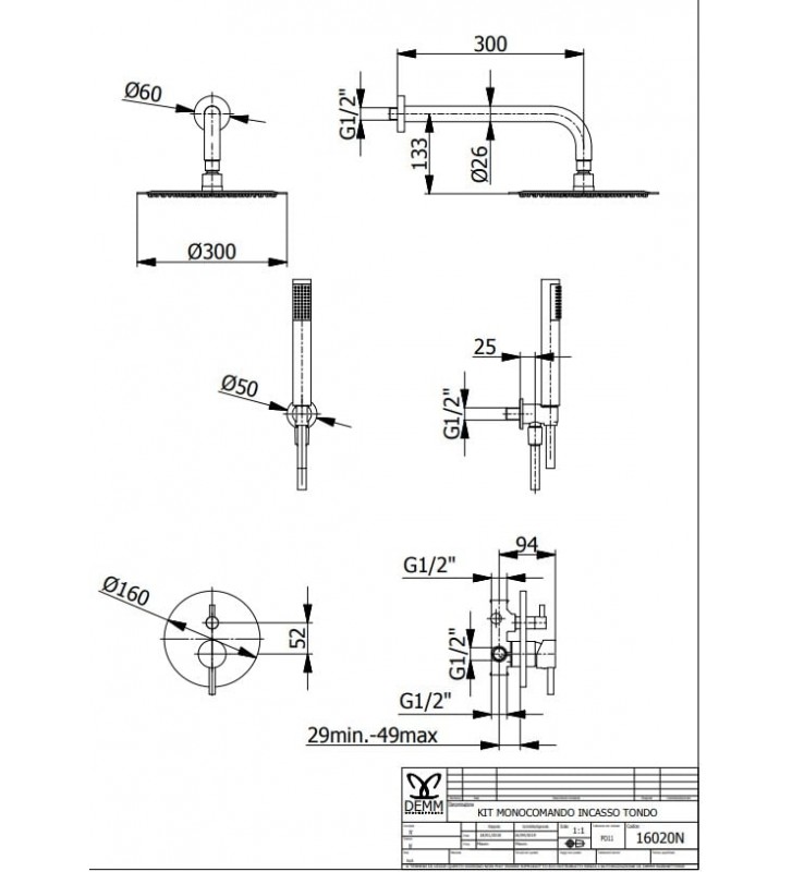 Demm New Loba Wall Mounting System Black Matte (16020N)