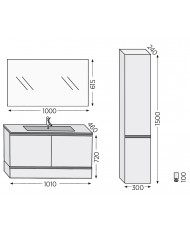 Bathroom Furniture Furnibath Malaga 100C Royal Walnut Base, Washbasin, Mirror-Closet (72ML100CWL)