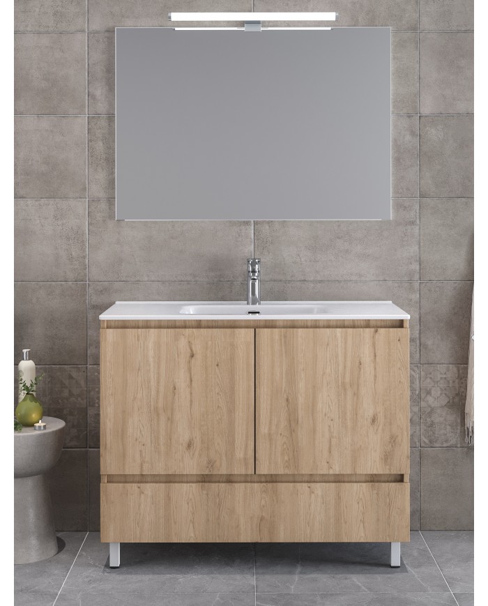 Bathroom Furniture Furnibath Malaga 100C Royal Walnut Base, Washbasin, Mirror-Closet (72ML100CWL)