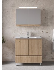 Bathroom Furniture Furnibath Malaga 80A Royal Walnut Base, Washbasin, Mirror-Closet (72ML80AWL)