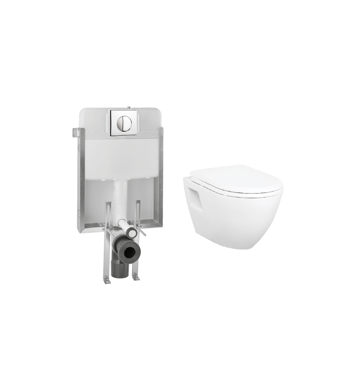 Set Set Focus Razor Soft Duroplast Hanging Basin & Built-in cistern & Control Board & SOFT Cover