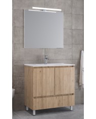 Bathroom Furniture Furnibath Malaga 80C Royal Walnut Base, Washbasin, Mirror-Closet (72ML80CWL)