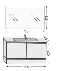 Bathroom Furniture Furnibath Malaga 80C Royal Grey Base, Washbasin, Mirror-Closet (72ML80CGR)
