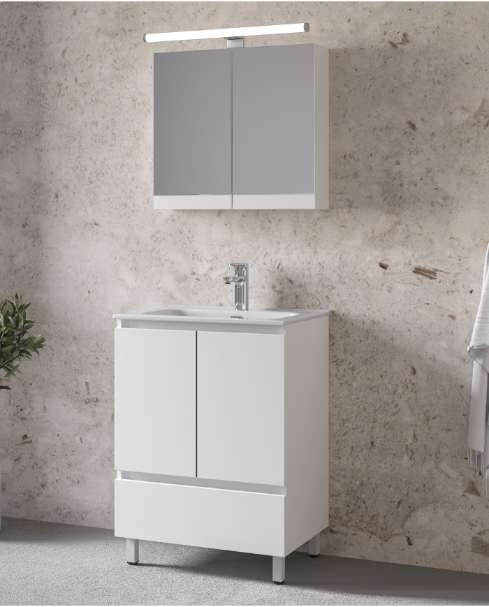 Bathroom Furniture Furnibath Malaga 60A Royal White Base, Washbasin, Mirror-Closet (72ML60AWH)