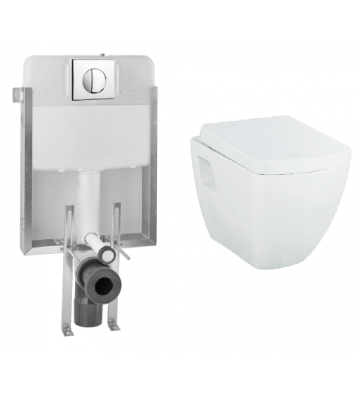 Focus Quadro Soft Suspension Basin Set (TP326) & Built-in cistern (Verso11180) & Board (111910) & Cover (KV3181)