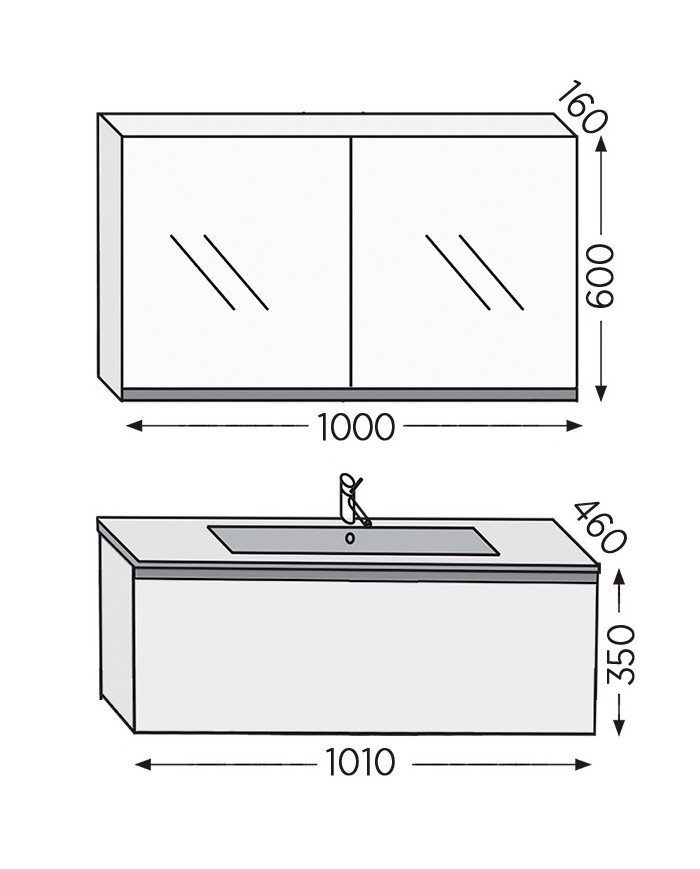 Bathroom Furniture Furnibath Sevilla 100 Royal White Base, Washbasin, Mirror (3SV100AWH)