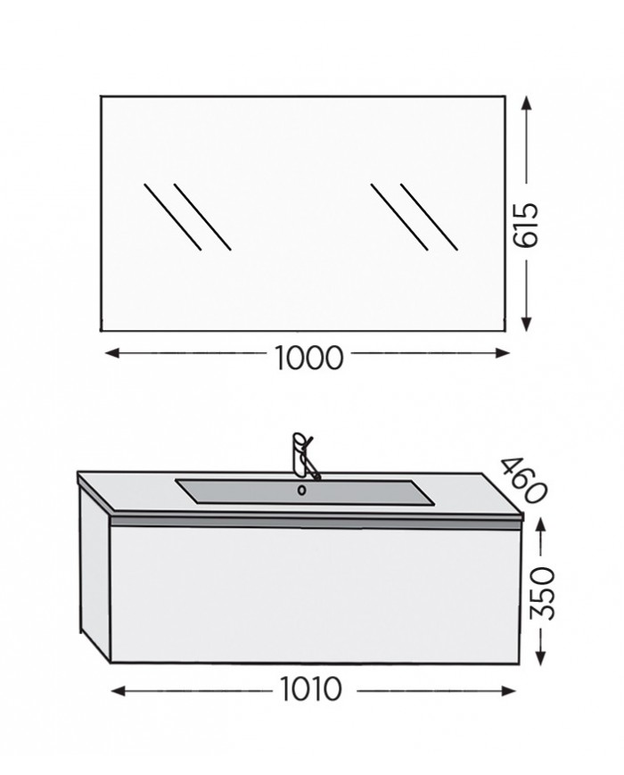 Bathroom Furniture Furnibath Sevilla 100C Royal White Base, Washbasin, Mirror (3SV100CWH)