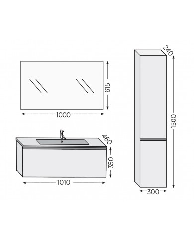 Bathroom Furniture Furnibath Sevilla 100C Royal White Base, Washbasin, Mirror (3SV100CWH)