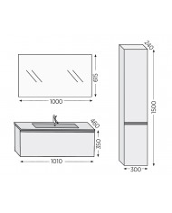 Bathroom Furniture Furnibath Sevilla 100C Royal White Base, Washbasin, Mirror (3SV100CWH)