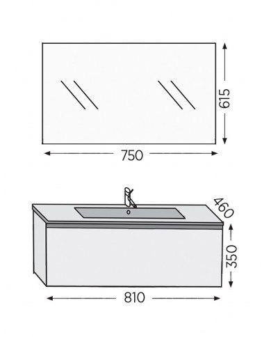 Bathroom Furniture Furnibath Sevilla 80 Royal White Base, Washbasin, Mirror (3SV80CWH)