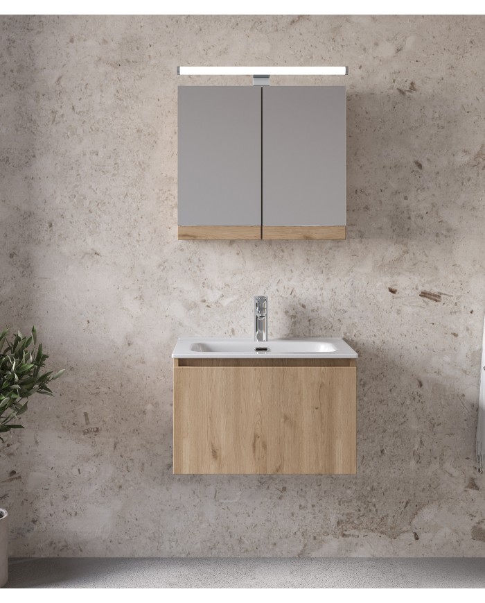 Έπιπλο Μπάνιου Furnibath Sevilla 60A Royal Walnut Βάση,Νιπτήρας,Καθρέφτης-Κρυφοντούλαπο (3SV60AWL)