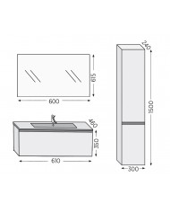 Έπιπλο Μπάνιου Furnibath Sevilla 60C Royal Walnut Βάση,Νιπτήρας,Καθρέφτης (3SV60CWL)