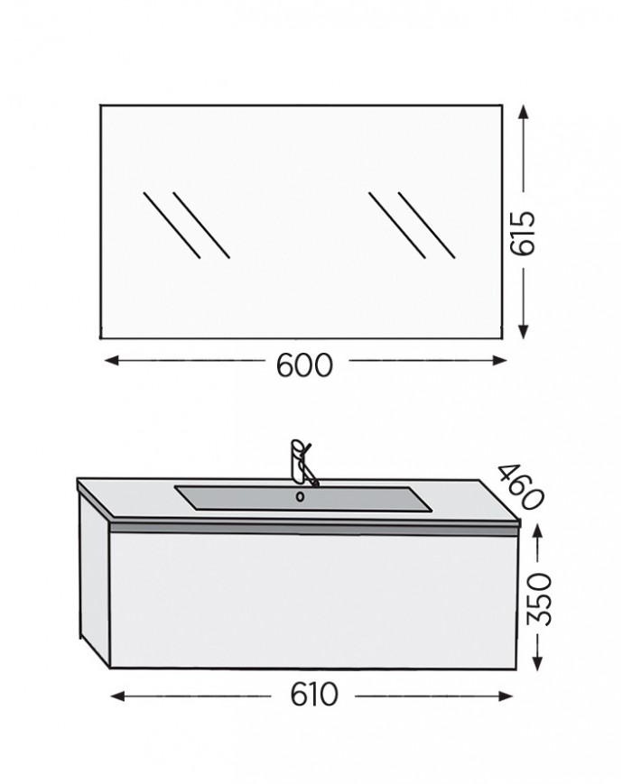 Έπιπλο Μπάνιου Furnibath Sevilla 60C Royal Grey Βάση,Νιπτήρας,Καθρέφτης (3SV60CGR)