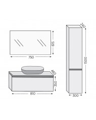 Έπιπλο Μπάνιου Furnibath Sevilla 180SC Royal White Βάση,Νιπτήρας,Καθρέφτης (3SVCS180CWH)