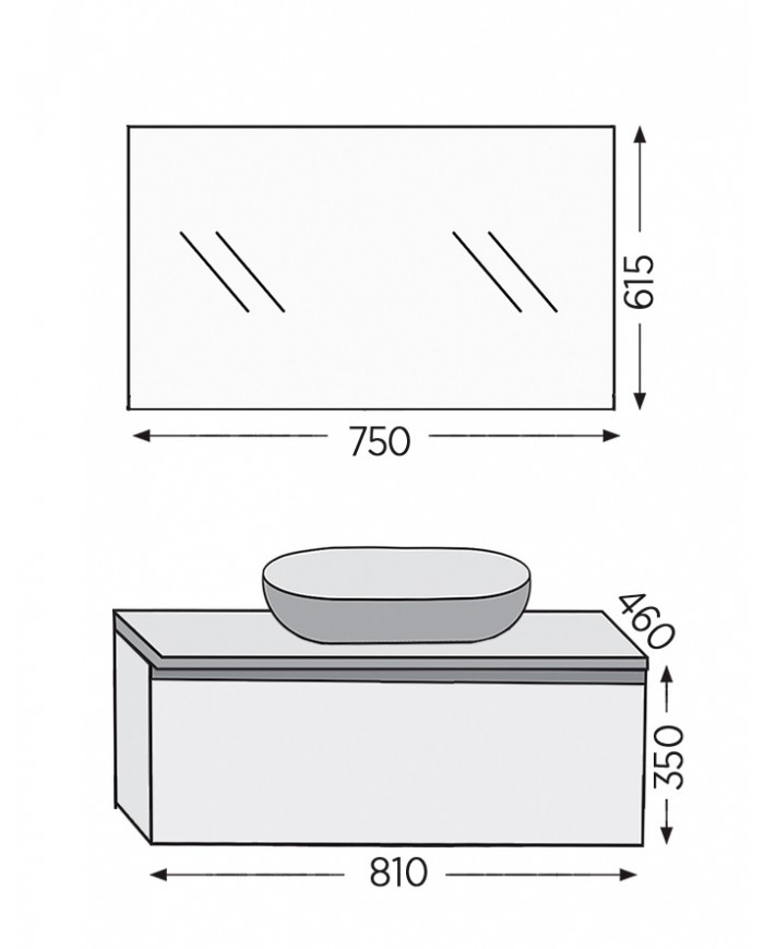 Bathroom Furniture Furnibath Sevilla 100SC Royal Grey Base, Washbasin, Mirror (3SVCS80CGR)