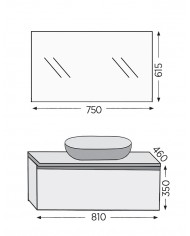 Bathroom Furniture Furnibath Sevilla 100SC Royal Grey Base, Washbasin, Mirror (3SVCS80CGR)