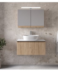 Bathroom Furniture Furnibath Sevilla 80SA Royal Walnut Base, Washbasin, Mirror-Closet (3SVCS80AWL)