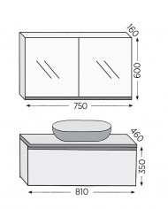 Έπιπλο Μπάνιου Furnibath Sevilla 80SA Royal Walnut Βάση,Νιπτήρας,Καθρέφτης-Κρυφοντούλαπο (3SVCS80AWL)